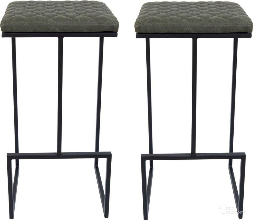 The appearance of Leisuremod Millard Leather Bar Stool With Metal Frame MS36G designed by LeisureMod in the modern / contemporary interior design. This olive green piece of furniture  was selected by 1StopBedrooms from Millard Collection to add a touch of cosiness and style into your home. Sku: MS36G. Material: Metal. Product Type: Barstool. Image1