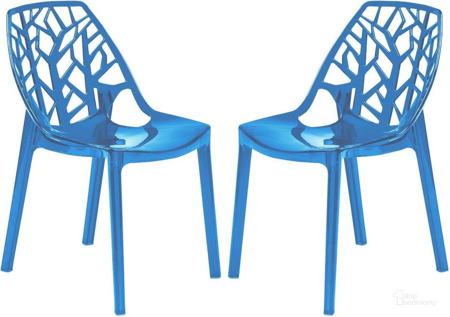 The appearance of Leisuremod Modern Cornelia Dining Chair Set Of 2 designed by LeisureMod in the modern / contemporary interior design. This transparent blue piece of furniture  was selected by 1StopBedrooms from Modern Collection to add a touch of cosiness and style into your home. Sku: C18TBU2. Product Type: Dining Chair. Material: Plastic. Image1