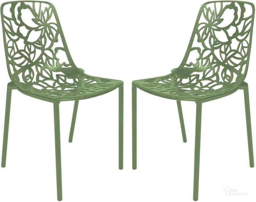 The appearance of LeisureMod Modern Devon Aluminum Chair Set of 2 DC23G2 designed by LeisureMod in the modern / contemporary interior design. This green piece of furniture  was selected by 1StopBedrooms from Modern Collection to add a touch of cosiness and style into your home. Sku: DC23G2. Material: Aluminum. Product Type: Accent Chair. Image1