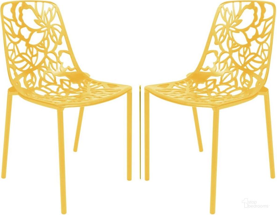 The appearance of LeisureMod Modern Devon Aluminum Chair Set of 2 DC23Y2 designed by LeisureMod in the modern / contemporary interior design. This yellow piece of furniture  was selected by 1StopBedrooms from Modern Collection to add a touch of cosiness and style into your home. Sku: DC23Y2. Material: Aluminum. Product Type: Accent Chair. Image1