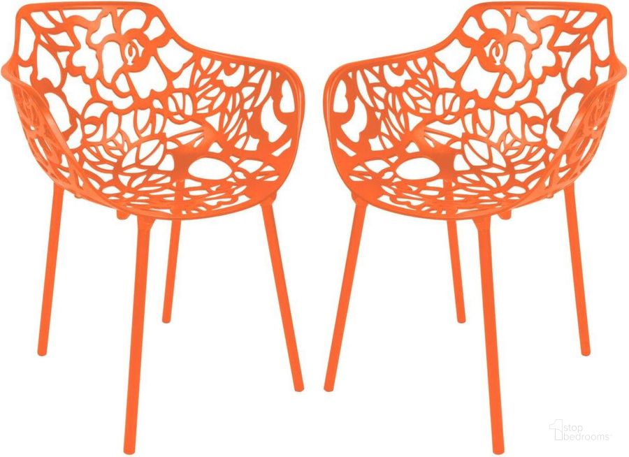 The appearance of LeisureMod Modern Devon Aluminum Chair Set of 2 DCA23OR2 designed by LeisureMod in the modern / contemporary interior design. This orange piece of furniture  was selected by 1StopBedrooms from Modern Collection to add a touch of cosiness and style into your home. Sku: DCA23OR2. Material: Aluminum. Product Type: Accent Chair. Image1