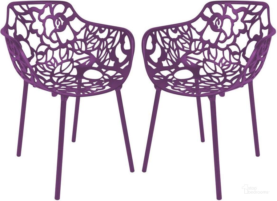 The appearance of LeisureMod Modern Devon Aluminum Chair Set of 2 DCA23PU2 designed by LeisureMod in the modern / contemporary interior design. This purple piece of furniture  was selected by 1StopBedrooms from Modern Collection to add a touch of cosiness and style into your home. Sku: DCA23PU2. Material: Aluminum. Product Type: Accent Chair. Image1