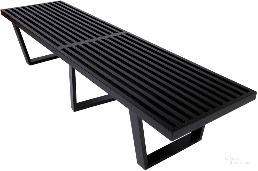 The appearance of LeisureMod Nelson Black 6 Feet Platform Bench designed by LeisureMod in the modern / contemporary interior design. This black piece of furniture  was selected by 1StopBedrooms from Nelson Collection to add a touch of cosiness and style into your home. Sku: NB72BL. Material: Wood. Product Type: Bench. Image1