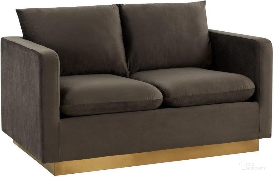 The appearance of Leisuremod Nervo Modern Mid-Century Upholstered Velvet Loveseat With Gold Frame In Dark Grey designed by LeisureMod in the modern / contemporary interior design. This dark grey piece of furniture  was selected by 1StopBedrooms from Nervo Collection to add a touch of cosiness and style into your home. Sku: NS55DGR. Product Type: Loveseat. Material: Velvet. Image1