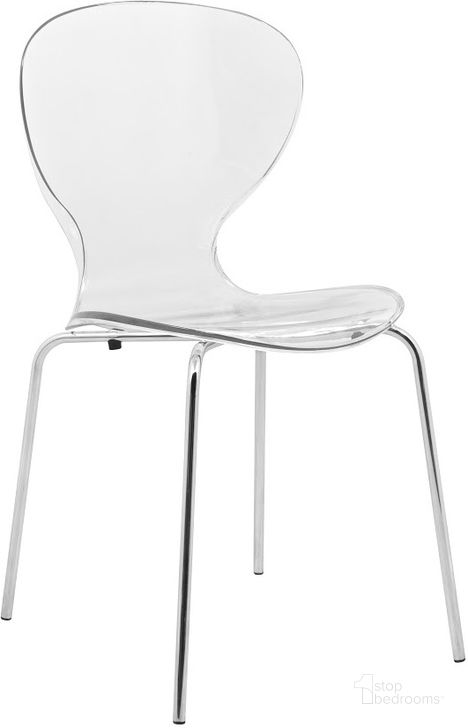 The appearance of LeisureMod Oyster Clear Transparent Side Chair designed by LeisureMod in the modern / contemporary interior design. This clear piece of furniture  was selected by 1StopBedrooms from Oyster Collection to add a touch of cosiness and style into your home. Sku: OC17CL. Product Type: Side Chair. Material: Plastic. Image1