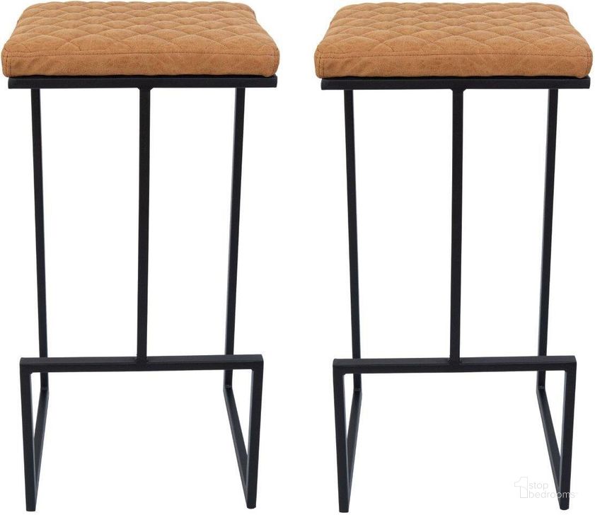 The appearance of Leisuremod Quincy Leather Bar Stools With Metal Frame Set Of 2 QS29BR2 designed by LeisureMod in the modern / contemporary interior design. This light brown piece of furniture  was selected by 1StopBedrooms from Quincy Collection to add a touch of cosiness and style into your home. Sku: QS29BR2. Material: Metal. Product Type: Barstool. Image1