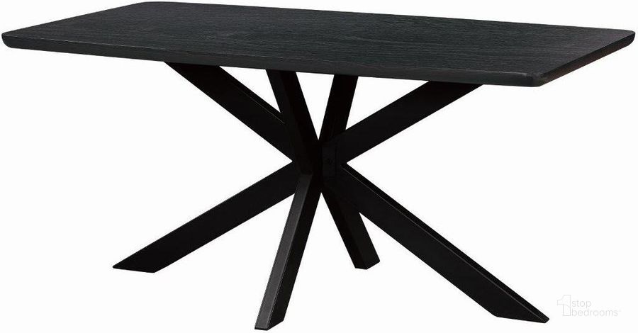 The appearance of Leisuremod Ravenna 63 Inch Rectangular Wood Dining Table With Modern Metal Base RTX63BL designed by LeisureMod in the modern / contemporary interior design. This ebony piece of furniture  was selected by 1StopBedrooms from Ravenna Collection to add a touch of cosiness and style into your home. Sku: RTX63BL. Table Base Style: Trestle. Material: Metal. Product Type: Dining Table. Table Top Shape: Rectangular. Size: 63". Image1
