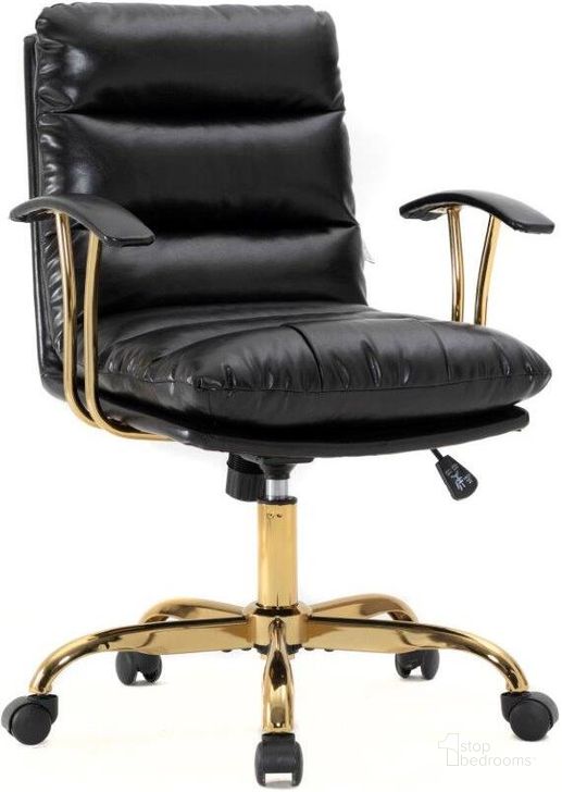 The appearance of Leisuremod Regina Modern Padded Leather Adjustable Executive Office Chair With Tilt And 360 Degree Swivel In Black designed by LeisureMod in the modern / contemporary interior design. This black piece of furniture  was selected by 1StopBedrooms from Regina Collection to add a touch of cosiness and style into your home. Sku: RO19BL. Material: Faux Leather. Product Type: Office Chair. Image1