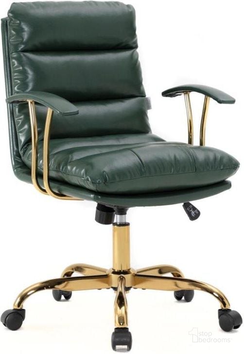 The appearance of Leisuremod Regina Modern Padded Leather Adjustable Executive Office Chair With Tilt And 360 Degree Swivel In Green designed by LeisureMod in the modern / contemporary interior design. This green piece of furniture  was selected by 1StopBedrooms from Regina Collection to add a touch of cosiness and style into your home. Sku: RO19GL. Material: Faux Leather. Product Type: Office Chair. Image1