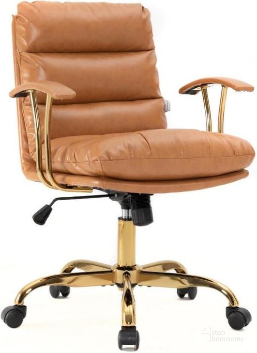 The appearance of Leisuremod Regina Modern Padded Leather Adjustable Executive Office Chair With Tilt And 360 Degree Swivel In Saddle Brown designed by LeisureMod in the modern / contemporary interior design. This saddle brown piece of furniture  was selected by 1StopBedrooms from Regina Collection to add a touch of cosiness and style into your home. Sku: RO19SBRL. Material: Faux Leather. Product Type: Office Chair. Image1