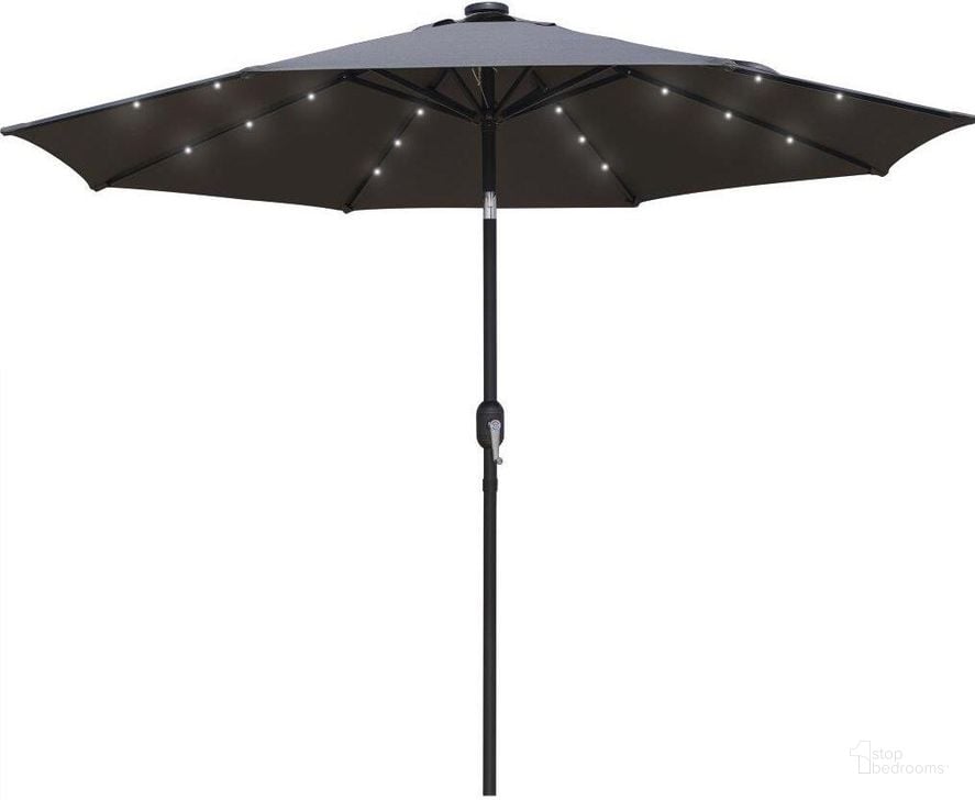 The appearance of LeisureMod Sierra Modern 9 ft Steel Market Patio Umbrella With Solar Powered LED and Tilt In Gray designed by LeisureMod in the modern / contemporary interior design. This gray piece of furniture  was selected by 1StopBedrooms from Sierra Collection to add a touch of cosiness and style into your home. Sku: SUBL-9GR. Material: Polyester. Product Type: Umbrella. Image1