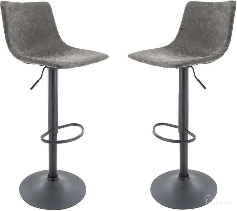 The appearance of Leisuremod Tilbury Modern Adjustable Bar Stool Set Of 2 With Footrest And 360-Degree Swivel designed by LeisureMod in the modern / contemporary interior design. This grey piece of furniture  was selected by 1StopBedrooms from Tilbury Collection to add a touch of cosiness and style into your home. Sku: TS29GR2. Product Type: Barstool. Material: Iron. Image1