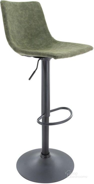 The appearance of Leisuremod Tilbury Modern Adjustable Olive Green Bar Stool With Footrest And 360-Degree Swivel designed by LeisureMod in the modern / contemporary interior design. This olive green piece of furniture  was selected by 1StopBedrooms from Tilbury Collection to add a touch of cosiness and style into your home. Sku: TS29G. Material: Faux Leather. Product Type: Barstool. Image1