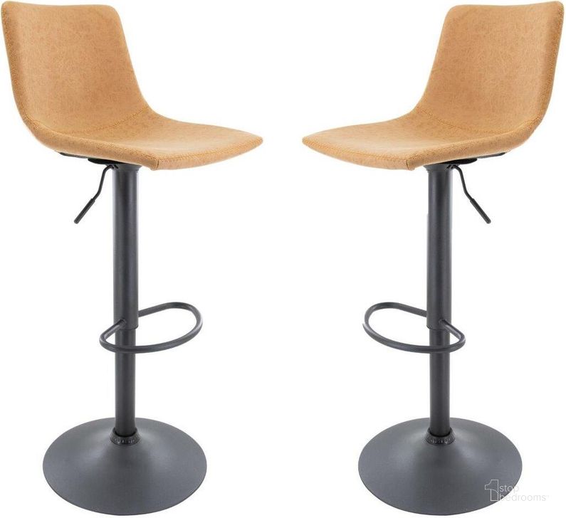 The appearance of Leisuremod Tilbury Modern Light Brown Adjustable Bar Stool Set Of 2 With Footrest And 360-Degree Swivel designed by LeisureMod in the modern / contemporary interior design. This light brown piece of furniture  was selected by 1StopBedrooms from Tilbury Collection to add a touch of cosiness and style into your home. Sku: TS29BR2. Product Type: Barstool. Material: Iron. Image1