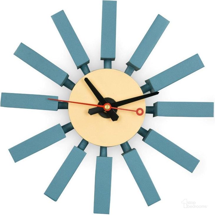 The appearance of LeisureMod Vdara Blue Block Wall Clock designed by LeisureMod in the modern / contemporary interior design. This blue piece of furniture  was selected by 1StopBedrooms from Vdara Collection to add a touch of cosiness and style into your home. Sku: CCL11BU. Material: MDF. Product Type: Wall Clock. Image1