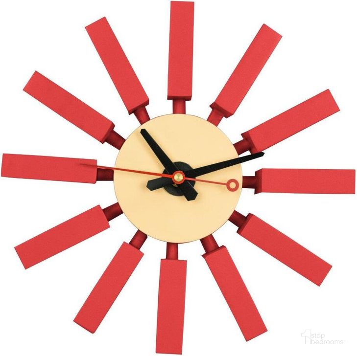 The appearance of Leisuremod Vdara Modern Design Block Silent Non-Ticking Wall Clock CCL11R designed by LeisureMod in the modern / contemporary interior design. This red piece of furniture  was selected by 1StopBedrooms from Vdara Collection to add a touch of cosiness and style into your home. Sku: CCL11R. Material: MDF. Product Type: Wall Clock. Image1