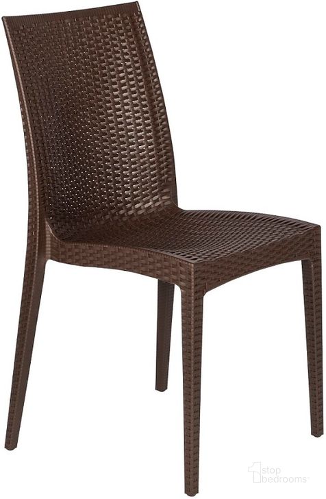 The appearance of LeisureMod Weave Brown Mace Indoor Outdoor Dining Chair designed by LeisureMod in the modern / contemporary interior design. This brown piece of furniture  was selected by 1StopBedrooms from Weave Collection to add a touch of cosiness and style into your home. Sku: MC19BR. Material: Polypropylene. Product Type: Outdoor Dining Chair. Image1