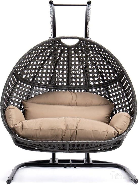 The appearance of LeisureMod Wicker Hanging Double Egg Swing Chair designed by LeisureMod in the modern / contemporary interior design. This brown piece of furniture  was selected by 1StopBedrooms from  to add a touch of cosiness and style into your home. Sku: EKDCH-57BR. Product Type: Outdoor Chair. Material: Wicker. Image1