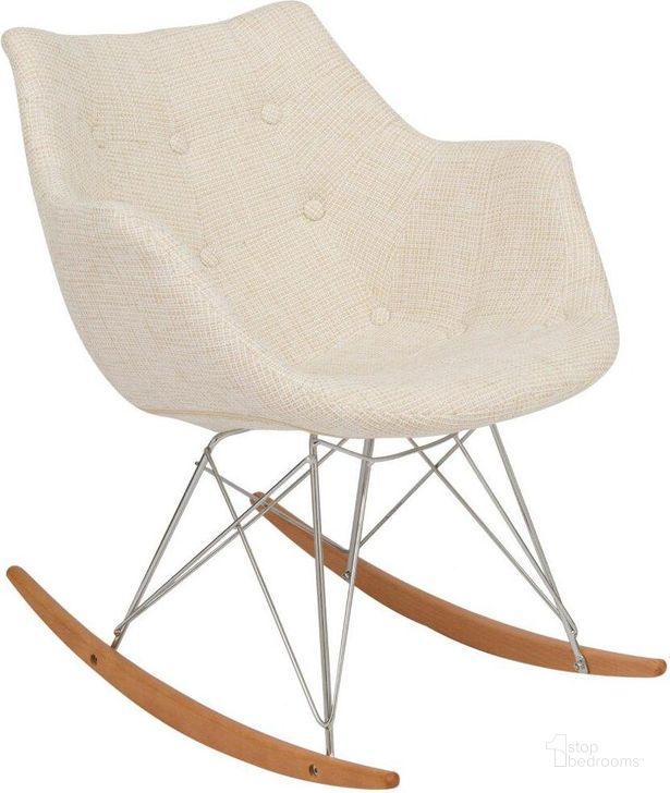 The appearance of LeisureMod Willow Beige Eiffel Rocking Chair designed by LeisureMod in the modern / contemporary interior design. This beige piece of furniture  was selected by 1StopBedrooms from Willow Collection to add a touch of cosiness and style into your home. Sku: WR24BGT. Material: Polyester. Product Type: Chair. Image1
