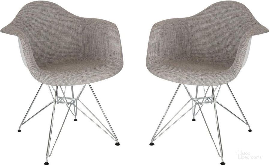 The appearance of Leisuremod Willow Fabric Eiffel Accent Chair Set Of 2 designed by LeisureMod in the modern / contemporary interior design. This grey piece of furniture  was selected by 1StopBedrooms from Willow Collection to add a touch of cosiness and style into your home. Sku: WM24GRT2. Material: Metal. Product Type: Accent Chair. Image1