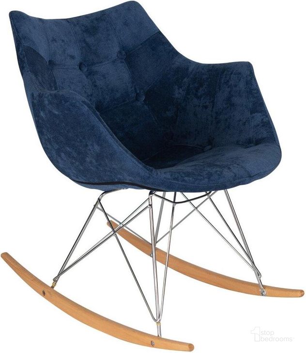 The appearance of Leisuremod Willow Velvet Eiffel Base Rocking Chair WR24VBU designed by LeisureMod in the modern / contemporary interior design. This navy blue piece of furniture  was selected by 1StopBedrooms from Willow Collection to add a touch of cosiness and style into your home. Sku: WR24VBU. Product Type: Living Room Chair. Material: Velvet. Image1