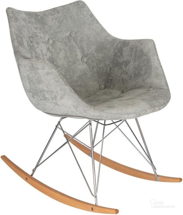 The appearance of Leisuremod Willow Velvet Eiffel Base Rocking Chair WR24VGR designed by LeisureMod in the modern / contemporary interior design. This silver piece of furniture  was selected by 1StopBedrooms from Willow Collection to add a touch of cosiness and style into your home. Sku: WR24VGR. Product Type: Living Room Chair. Material: Velvet. Image1
