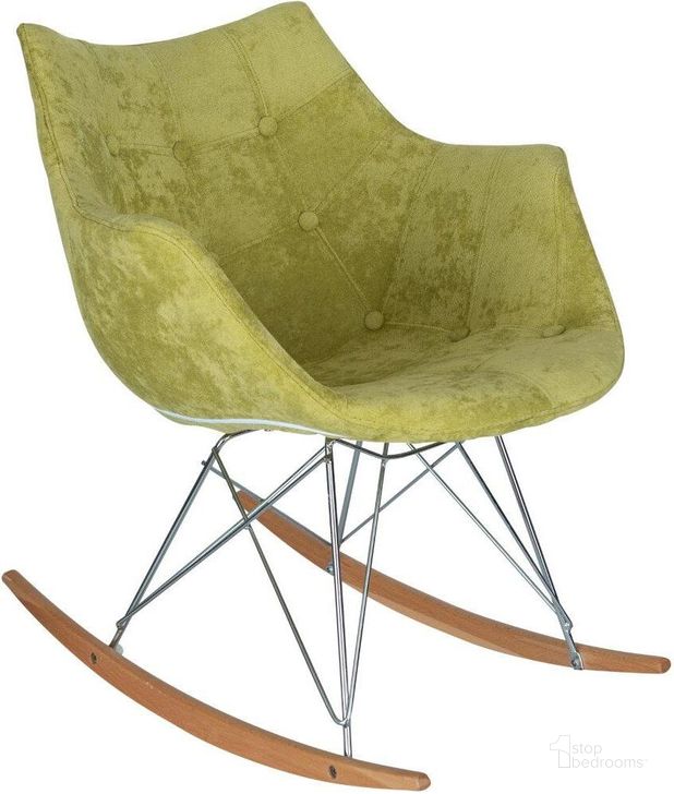 The appearance of Leisuremod Willow Velvet Eiffel Base Rocking Chair WR24VLG designed by LeisureMod in the modern / contemporary interior design. This green piece of furniture  was selected by 1StopBedrooms from Willow Collection to add a touch of cosiness and style into your home. Sku: WR24VLG. Product Type: Living Room Chair. Material: Velvet. Image1