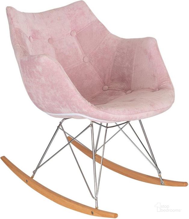 The appearance of Leisuremod Willow Velvet Eiffel Base Rocking Chair WR24VPK designed by LeisureMod in the modern / contemporary interior design. This pink piece of furniture  was selected by 1StopBedrooms from Willow Collection to add a touch of cosiness and style into your home. Sku: WR24VPK. Product Type: Living Room Chair. Material: Velvet. Image1