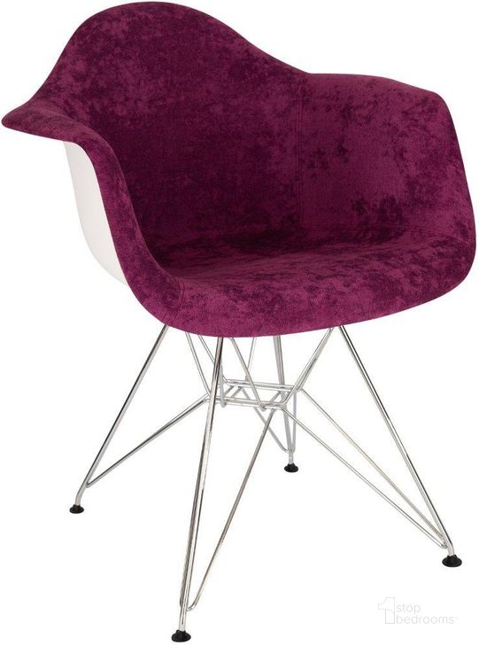 The appearance of Leisuremod Willow Velvet Eiffel Metal Base Accent Chair WM24VPR designed by LeisureMod in the modern / contemporary interior design. This purple piece of furniture  was selected by 1StopBedrooms from Willow Collection to add a touch of cosiness and style into your home. Sku: WM24VPR. Material: Metal. Product Type: Accent Chair. Image1