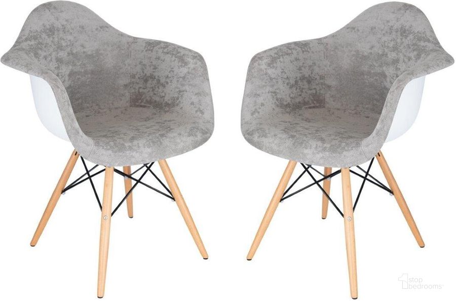 The appearance of Leisuremod Willow Velvet Eiffel Wooden Base Accent Chair Set Of 2 W24VGR2 designed by LeisureMod in the modern / contemporary interior design. This gray piece of furniture  was selected by 1StopBedrooms from Willow Collection to add a touch of cosiness and style into your home. Sku: W24VGR2. Product Type: Accent Chair. Material: Velvet. Image1