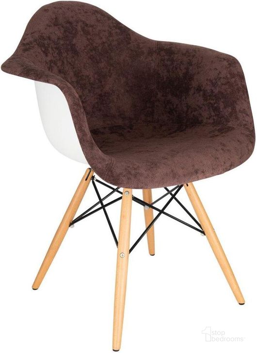 The appearance of Leisuremod Willow Velvet Eiffel Wooden Base Accent Chair W24VBR designed by LeisureMod in the modern / contemporary interior design. This brown piece of furniture  was selected by 1StopBedrooms from Willow Collection to add a touch of cosiness and style into your home. Sku: W24VBR. Product Type: Accent Chair. Material: Velvet. Image1