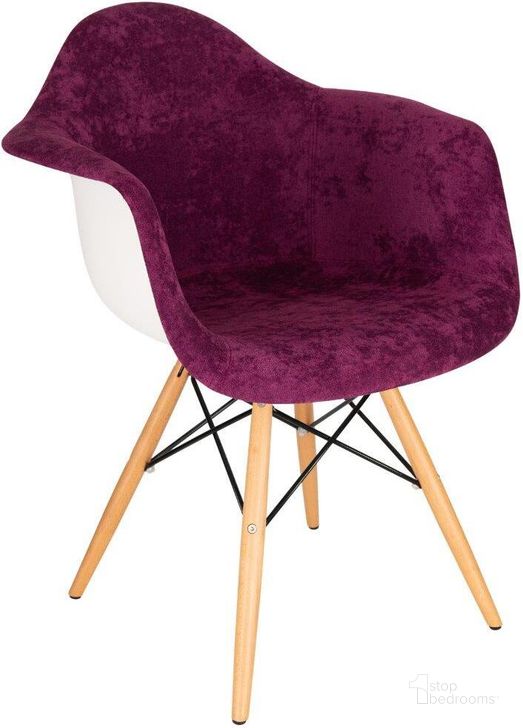 The appearance of Leisuremod Willow Velvet Eiffel Wooden Base Accent Chair W24VPR designed by LeisureMod in the modern / contemporary interior design. This purple piece of furniture  was selected by 1StopBedrooms from Willow Collection to add a touch of cosiness and style into your home. Sku: W24VPR. Product Type: Accent Chair. Material: Velvet. Image1