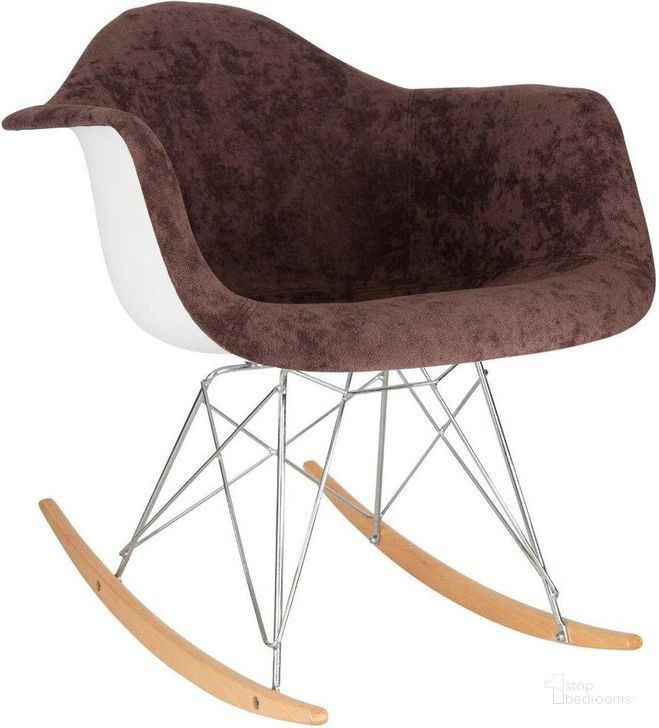 The appearance of Leisuremod Wilson Velvet Eiffel Base Rocking Chair WR25VBR designed by LeisureMod in the modern / contemporary interior design. This brown piece of furniture  was selected by 1StopBedrooms from Wilson Collection to add a touch of cosiness and style into your home. Sku: WR25VBR. Product Type: Living Room Chair. Material: Velvet. Image1