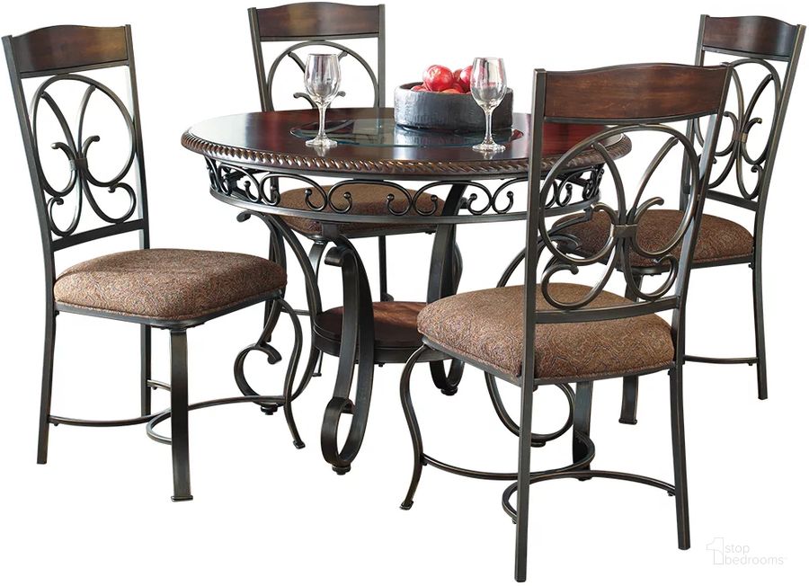 The appearance of Lemberg Brown Dining Set designed by Versailles Home in the traditional interior design. This brown piece of furniture  was selected by 1StopBedrooms from Lemberg Collection to add a touch of cosiness and style into your home. Sku: D329-15;D329-01. Table Base Style: Legs. Table Top Shape: Round. Material: Glass. Product Type: Dining Room Set. Size: 44". Image1