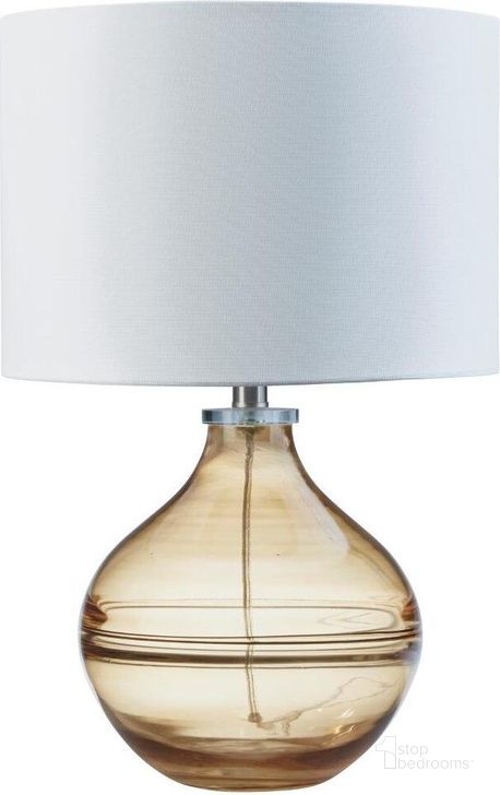 The appearance of Lemmitt Amber Glass Table Lamp designed by Signature Design by Ashley in the modern / contemporary interior design. This amber piece of furniture  was selected by 1StopBedrooms from Lemmitt Collection to add a touch of cosiness and style into your home. Sku: L430764. Material: Glass. Product Type: Table Lamp. Image1