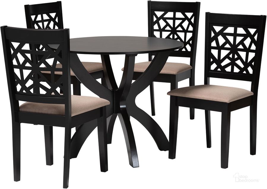 The appearance of Lena 5-Piece Dining Set In Beige Fabric and Dark Brown Finished Wood designed by Baxton Studio in the modern / contemporary interior design. This beige and dark brown piece of furniture  was selected by 1StopBedrooms from Lena Collection to add a touch of cosiness and style into your home. Sku: Lena-Sand/Dark Brown-5PC Dining Set. Material: Wood. Product Type: Dining Room Set. Image1
