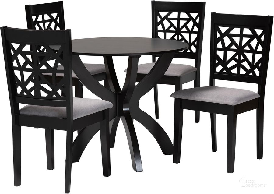 The appearance of Lena 5-Piece Dining Set In Grey Fabric and Dark Brown Finished Wood designed by Baxton Studio in the modern / contemporary interior design. This grey and dark brown piece of furniture  was selected by 1StopBedrooms from Lena Collection to add a touch of cosiness and style into your home. Sku: Lena-Grey/Dark Brown-5PC Dining Set. Material: Wood. Product Type: Dining Room Set. Image1
