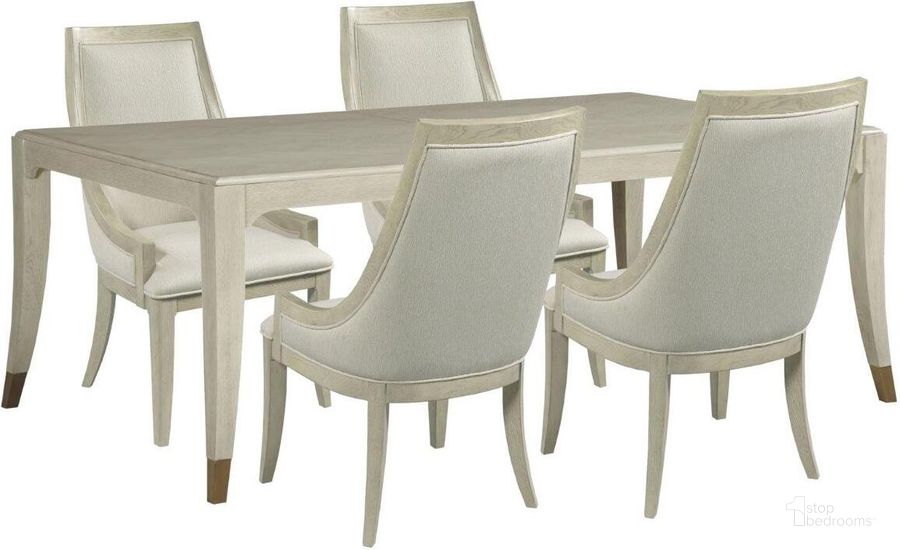 The appearance of Lenox Terrace Alabaster Extendable Dining Room Set designed by American Drew in the transitional interior design. This white piece of furniture  was selected by 1StopBedrooms from Lenox Collection to add a touch of cosiness and style into your home. Sku: 923-760;923-622. Table Base Style: Legs. Material: Wood. Product Type: Dining Room Set. Table Top Shape: Rectangular. Image1