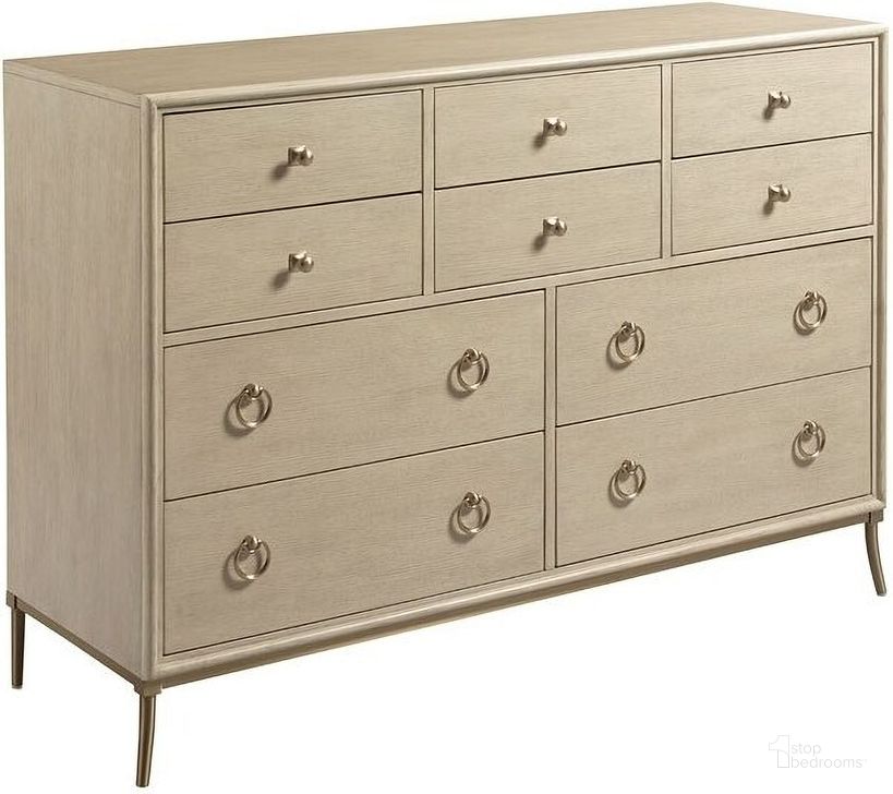 The appearance of Lenox Ventura Alabaster Dresser designed by American Drew in the transitional interior design. This white piece of furniture  was selected by 1StopBedrooms from Lenox Collection to add a touch of cosiness and style into your home. Sku: 923-131. Material: Wood. Product Type: Dresser. Image1