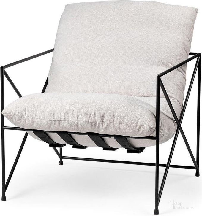 The appearance of Leonidas Cream Upholstered Padded Seat And Black Metal Frame Accent Chair designed by Mercana in the modern / contemporary interior design. This cream piece of furniture  was selected by 1StopBedrooms from Leonidas Collection to add a touch of cosiness and style into your home. Sku: 68446. Material: Metal. Product Type: Accent Chair. Image1