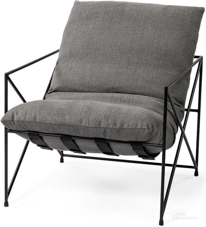 The appearance of Leonidas Grey Fabric Wrap Black Metal Frame Accent Chair designed by Mercana in the modern / contemporary interior design. This gray piece of furniture  was selected by 1StopBedrooms from Leonidas Collection to add a touch of cosiness and style into your home. Sku: 69137. Material: Metal. Product Type: Accent Chair. Image1