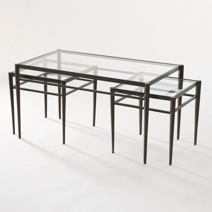 The appearance of Lescot Nesting Tables In Black designed by Global Views in the modern / contemporary interior design. This black piece of furniture  was selected by 1StopBedrooms from Lescot Collection to add a touch of cosiness and style into your home. Sku: 9.92779. Product Type: Nesting Table. Material: Iron. Image1