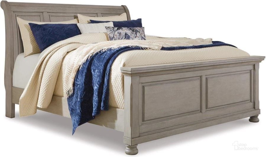 The appearance of Lettner California King Sleigh Bed In Light Gray designed by Signature Design by Ashley in the transitional interior design. This light gray piece of furniture  was selected by 1StopBedrooms from Lettner Collection to add a touch of cosiness and style into your home. Sku: B733-56;B733-78;B733-94. Bed Type: Sleigh Bed. Material: Wood. Product Type: Sleigh Bed. Bed Size: California King. Image1