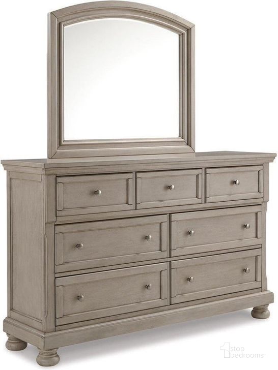 The appearance of Lettner Dresser and Mirror In Light Gray designed by Signature Design by Ashley in the transitional interior design. This light gray piece of furniture  was selected by 1StopBedrooms from Lettner Collection to add a touch of cosiness and style into your home. Sku: B733-31;B733-36. Material: Wood. Product Type: Dresser and Mirror. Image1