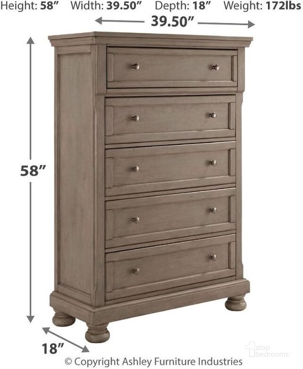 Lettner Light Gray 5 Drawer Chest by Ashley Furniture 1StopBedrooms
