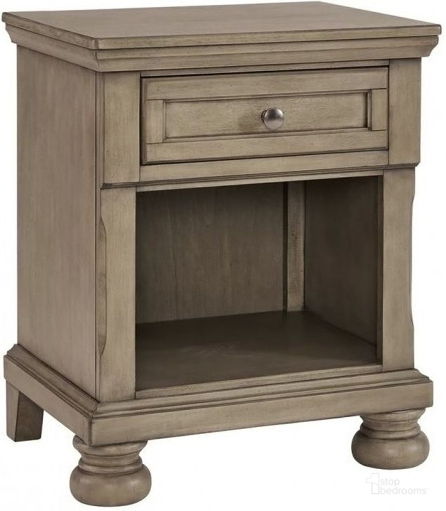 The appearance of Lettner Light Gray Nightstand designed by Signature Design by Ashley in the traditional interior design. This light gray piece of furniture  was selected by 1StopBedrooms from Lettner Collection to add a touch of cosiness and style into your home. Sku: B733-91. Material: Wood. Product Type: Nightstand. Image1