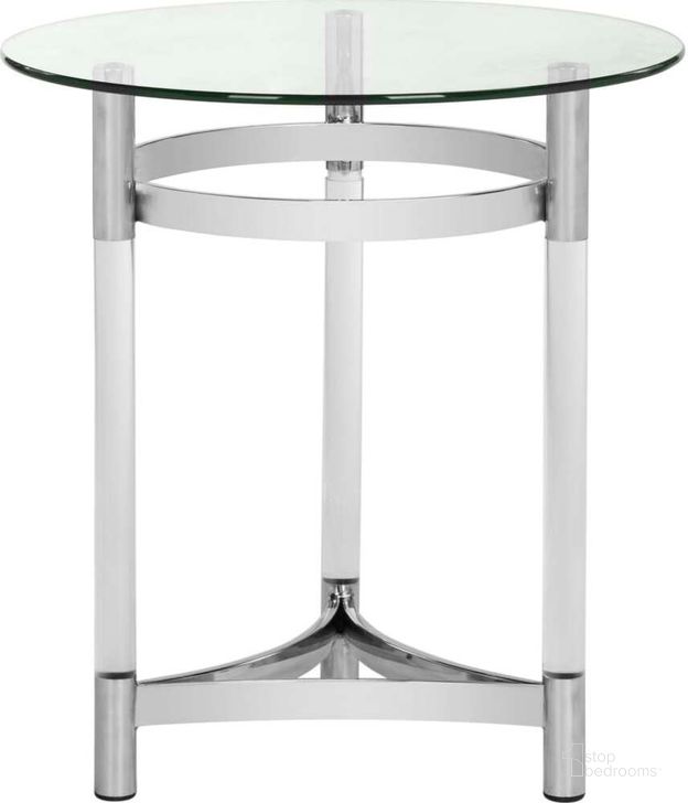 The appearance of Letty Round Acrylic End Table In Clear designed by Safavieh Couture in the modern / contemporary interior design. This clear piece of furniture  was selected by 1StopBedrooms from Letty Collection to add a touch of cosiness and style into your home. Sku: SFV2519A. Product Type: End Table. Material: Stainless Steel. Image1