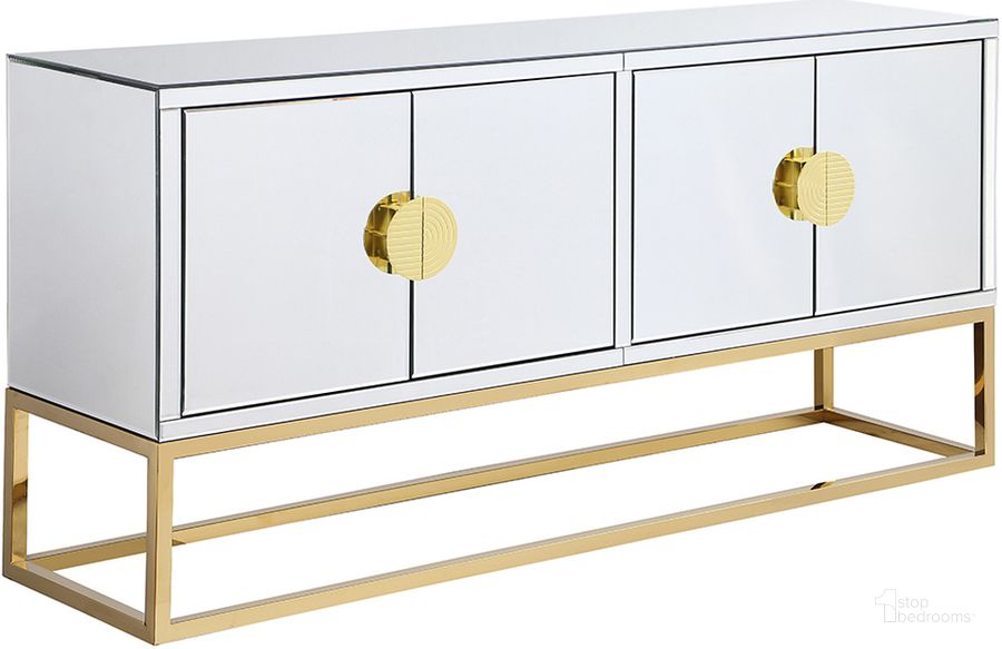 The appearance of Levan Mirrored Wood Sideboard In Gold designed by Best Master Furniture in the modern / contemporary interior design. This gold piece of furniture  was selected by 1StopBedrooms from Levan Collection to add a touch of cosiness and style into your home. Sku: T2023. Material: Wood. Product Type: Buffets, Sideboards and Server. Image1