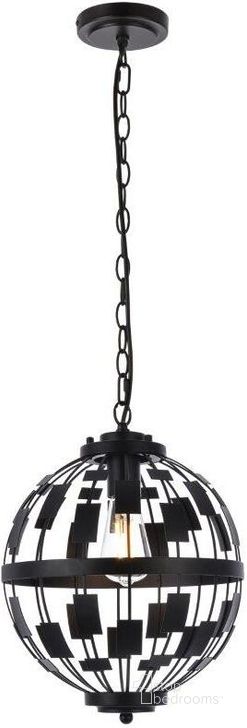 The appearance of Levante 1 Light Pendant In Black LD7075D12BK designed by Elegant Lighting in the transitional interior design. This black piece of furniture  was selected by 1StopBedrooms from Levante Collection to add a touch of cosiness and style into your home. Sku: LD7075D12BK. Material: Metal. Product Type: Pendant Lighting. Image1