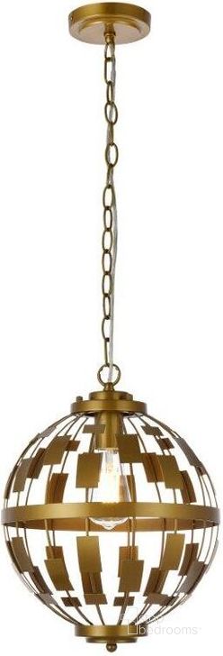 The appearance of Levante 1 Light Pendant In Brass LD7075D12BR designed by Elegant Lighting in the transitional interior design. This brass piece of furniture  was selected by 1StopBedrooms from Levante Collection to add a touch of cosiness and style into your home. Sku: LD7075D12BR. Material: Metal. Product Type: Pendant Lighting. Image1